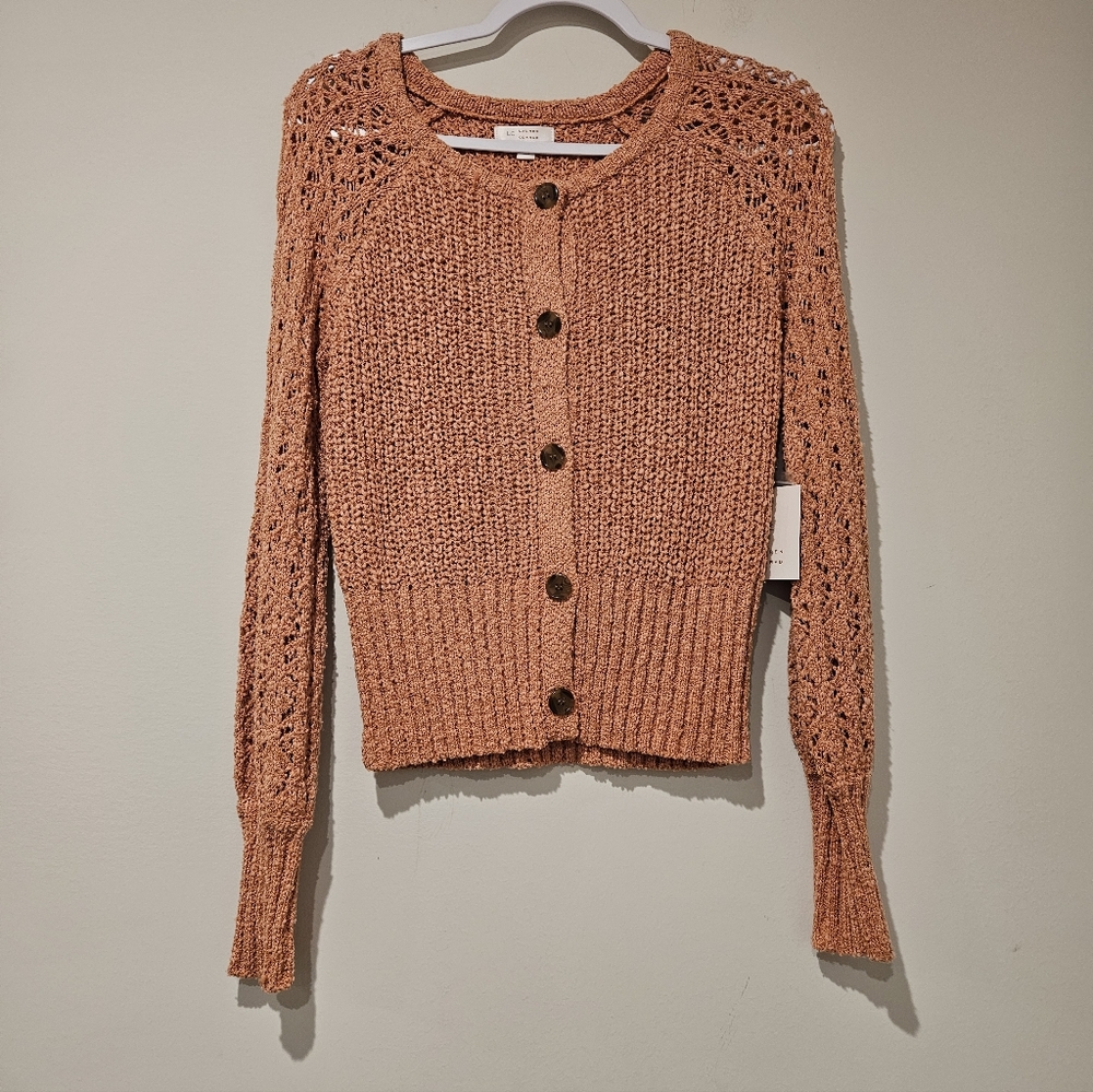 Lauren Conrad Women's Knit Button-Up Cardigan -Peach, Size XS